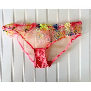 Agent Provocateur Zuri Underwear Lingerie Mesh Pink Embroidered Floral Size 5